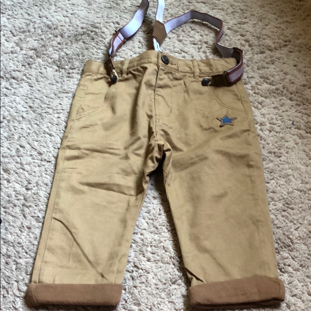 Zara baby boy tan color 12/18  suspenders